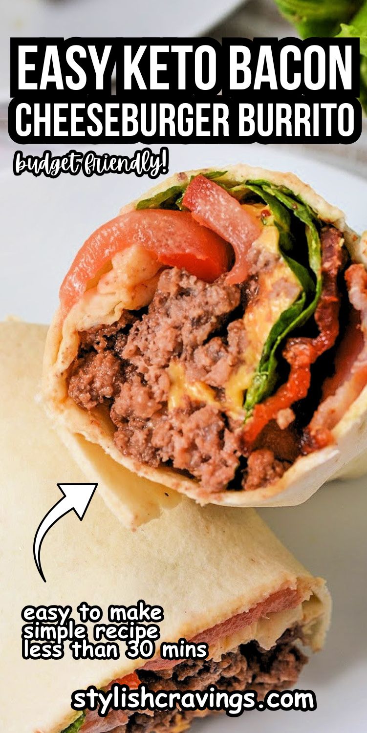 Keto Bacon Cheeseburger Burritos