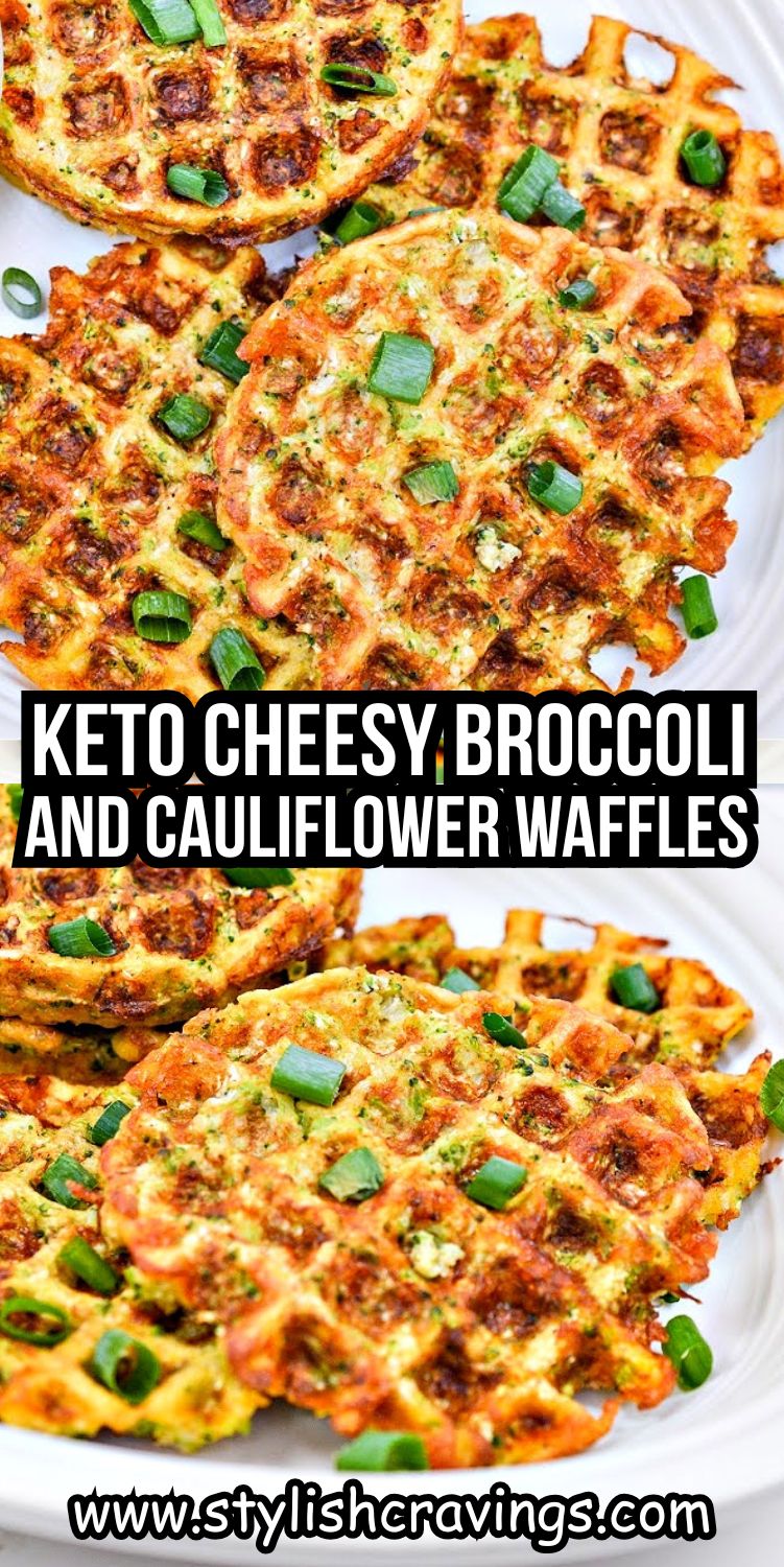 Keto Cheesy Broccoli and Cauliflower Waffles